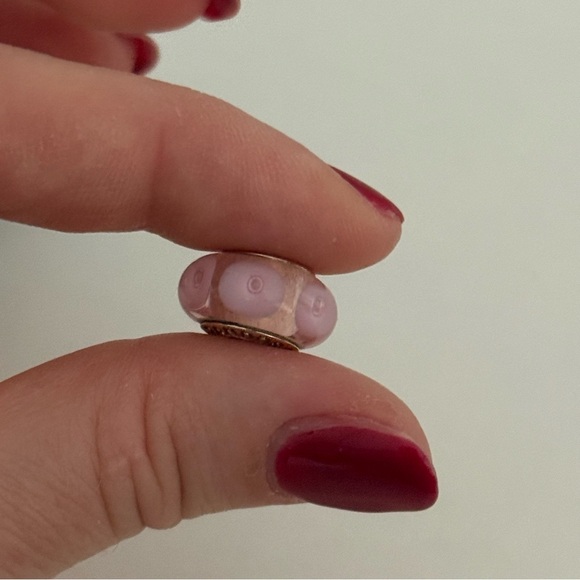 Pandora 14K Yellow Gold Mystic Bead Murano Glass Rare Retired Charm - Picture 5 of 8